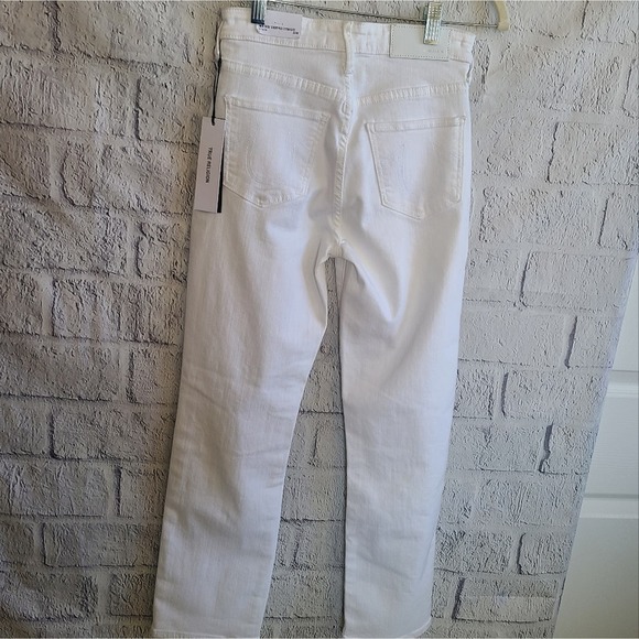 True Religion High Waist Button Fly Starr Optic White Distressed Jeans NWT SZ 25 - Picture 2 of 16